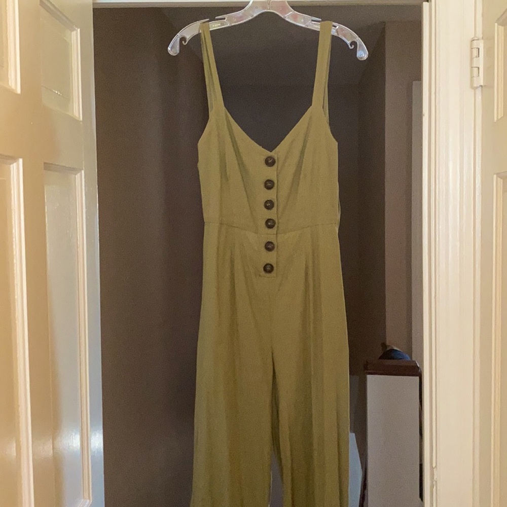 Olive green wide leg jumpsuit